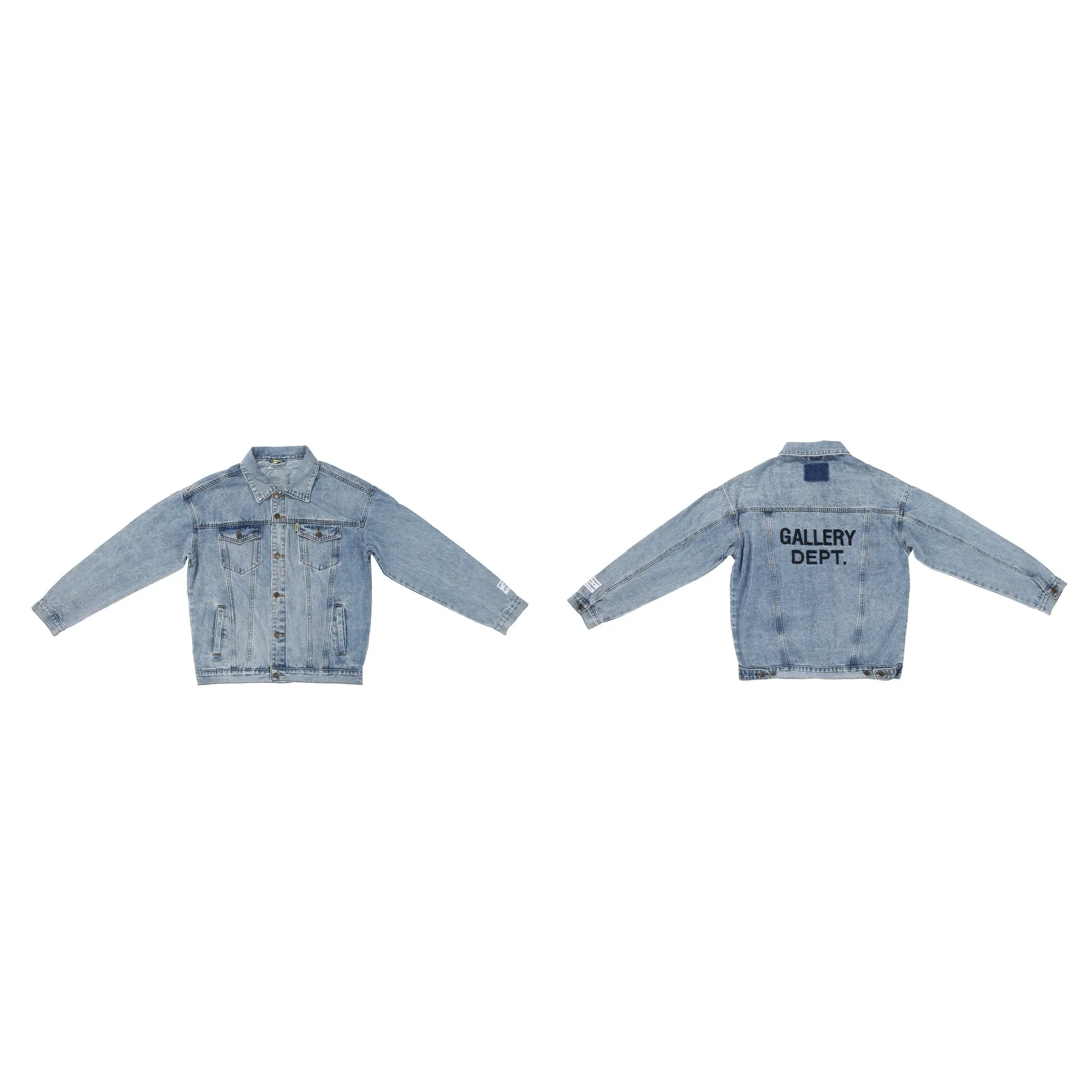 P260💰GA101 GALLERY DEPT. 22fw Vintage Andy Denim Jacket embroidered black logo washed distressed denim jacket denim jacket couple same style Size: S-XL